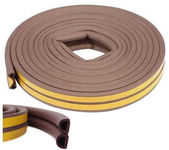 Rubberen afdichting voor ramen en deuren, D-profiel, 2x3 m, bruin | bol