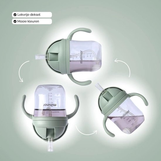 Mininor no-spill rietjesbeker - nordic sky - 220 ml - anti-lek - variabele flow van Mininor — afbeelding 4