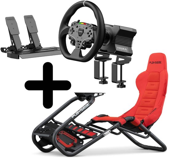 Moza Racing R5 Set + Playseat Trophy Red + Montageadapter – Sim Racing Set - PC
