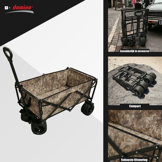 Domino® Bolderkar Bolderwagen - 50 kg Draagkracht 90L Moro - Inklapbare Transportwagen Strandkar - Wasbaar - Stevige Wielen - Draaibare wielen mét rem - Hoge kwaliteit van Merkloos — afbeelding 4