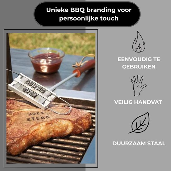 Grill Steak Brandijzer met letters - Kamperen-outdoor-vrijetijd. Caravan en kampeer specialist