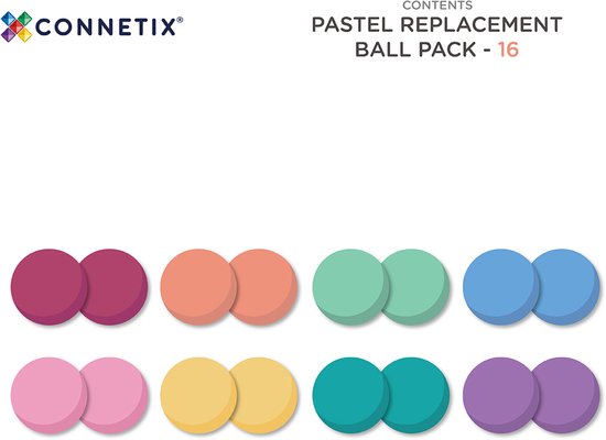 CONNETIX - Magnetisch Tegels - Pastel Ballenpakket - 16 Stuks - Magnetisch Speelgoed