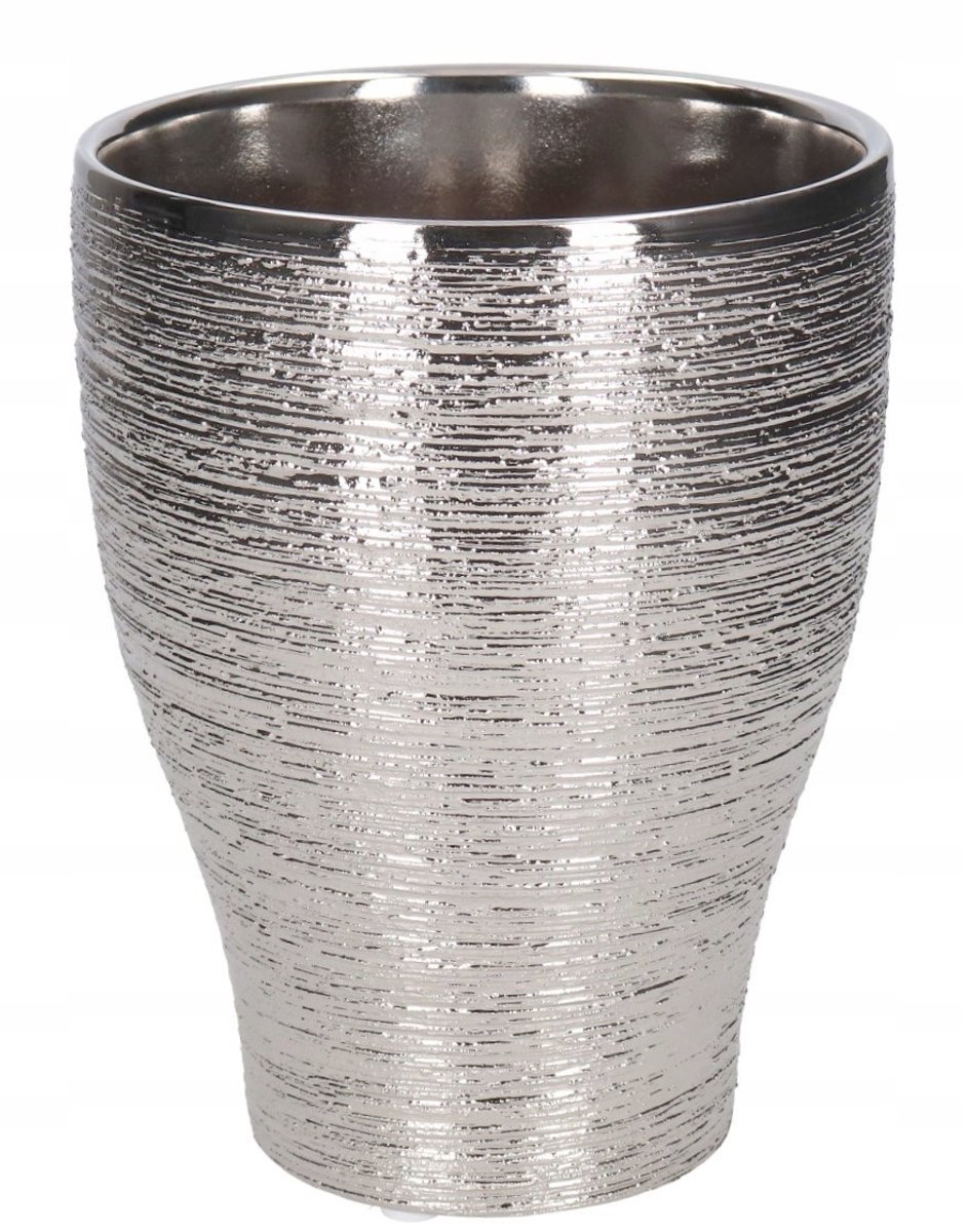 Polnix - Keramische Bloempot - Zilver - 16,5 cm - Hoogwaardige Keramiek