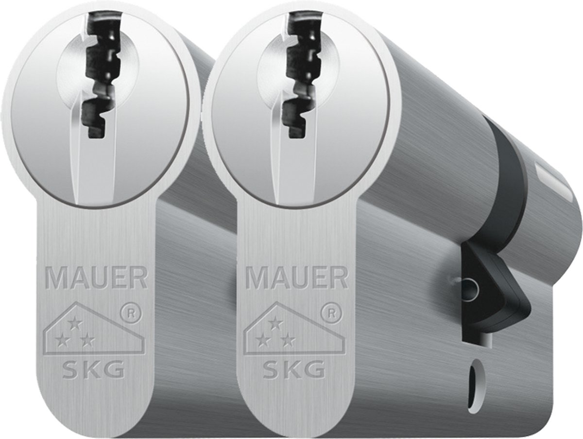 Dubbele cilinder - Vernikkeld - Messing - Mauer - Cilinderslot Mauer, F3P serie, dubbele gelijksluitend per 2
