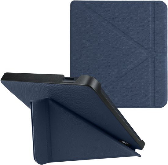 kwmobile e-reader hoesje geschikt voor Kobo Libra 2 hoes - Ereader flip case met standaard - E reader cover van kunstleer - In donkerblauw van Merkloos — afbeelding 5