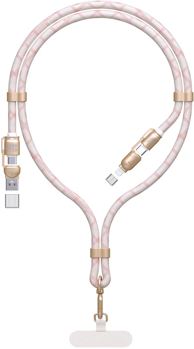 Dudao 4In1 Kabel Lanyard Usb-A Usb-C Naar Lightning Pd Qc 65W 1,5M Voor Telefoons