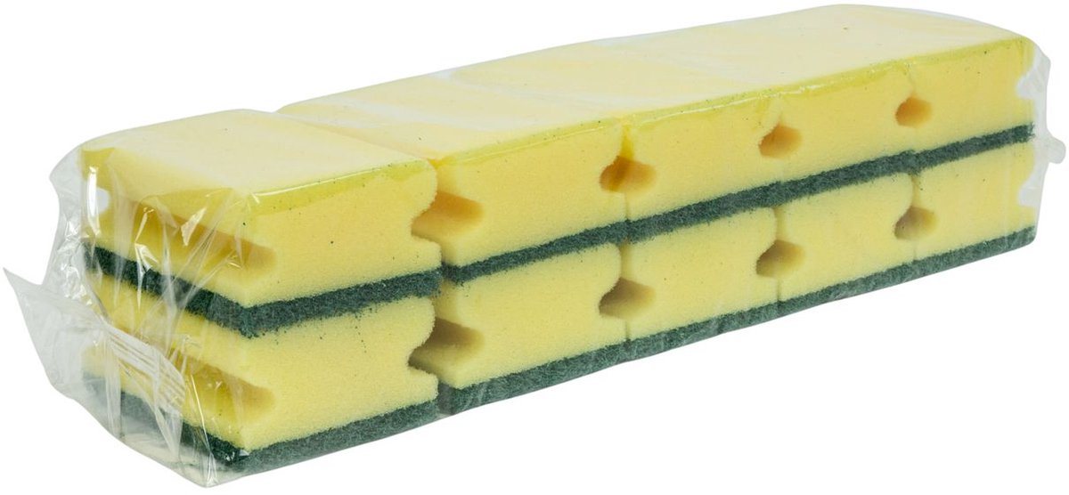 D&L Schuurspons met Greep - Geel/Groen - 10 Stuks - 95 x 69 x 42mm