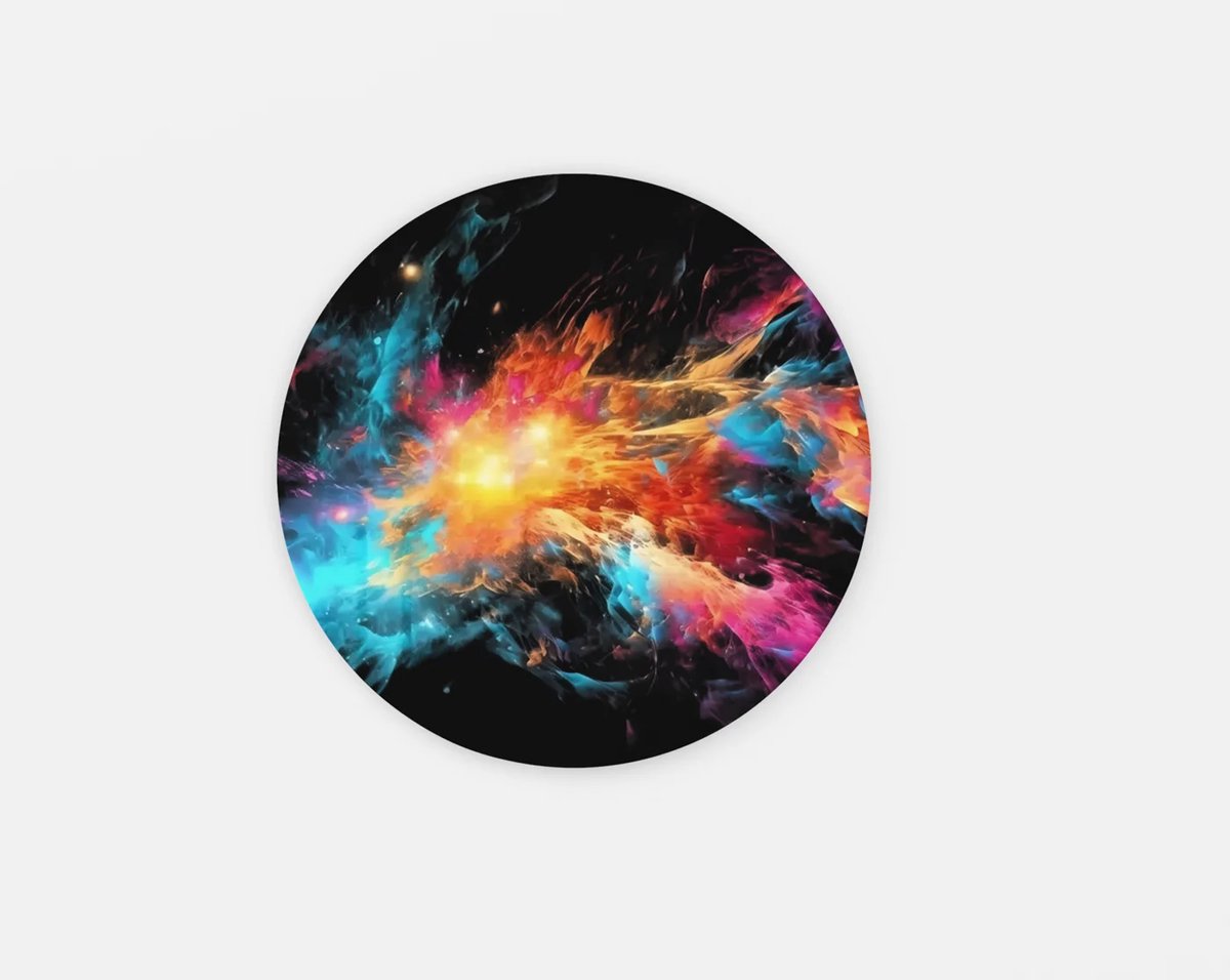 Rond Schilderij - Abstracte Kleuren -Kleurrijke Muurcirkel - Wanddecoratie op Dibond - 100 cm