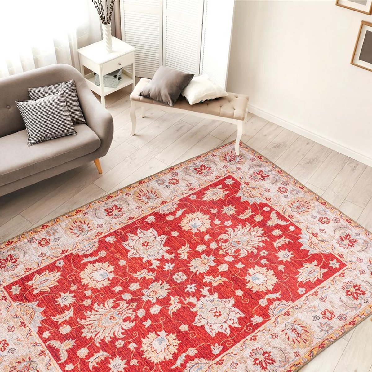 Yolo-deals - Vloerkleed/Tapijt - Faye 600 - (110cmx180cm) - Rood