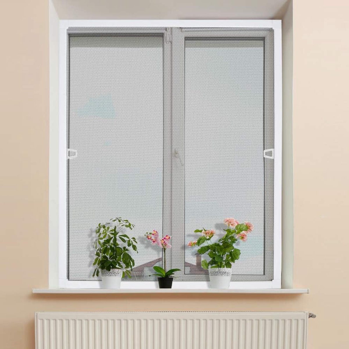 Vliegengaas, raam, 120 x 140 cm, bescherming tegen insecten, raam voor vliegenbescherming, muggennet, spanraam, muggengaas, gaas van aluminium glasvezel, wit frame HMTM5246