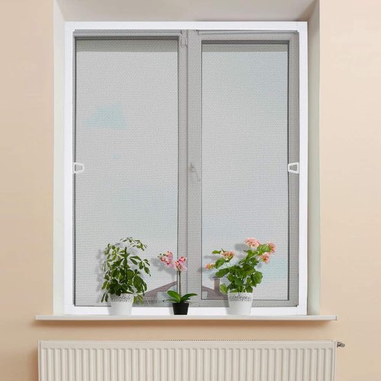 Vliegengaas, raam, 120 x 140 cm, bescherming tegen insecten, raam voor vliegenbescherming, muggennet, spanraam, muggengaas, gaas van aluminium glasvezel, wit frame HMTM5246