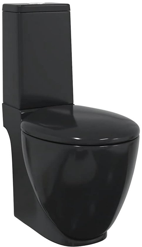 Foto: Vidaxl toilet rond afvoer onder keramiek zwart
