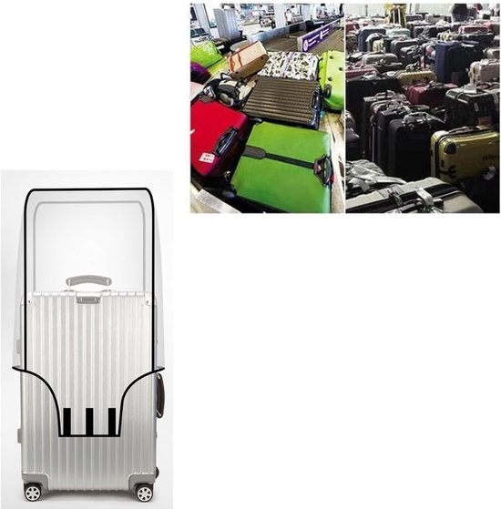 Werownsgso Transparante kofferhoezen, pvc-beschermhoes, doorzichtig, stofdicht, zwarte rand, bagageafdekking, anti-stof, anti-kras voor reizen, Transparant., 22 Zoll, Classic