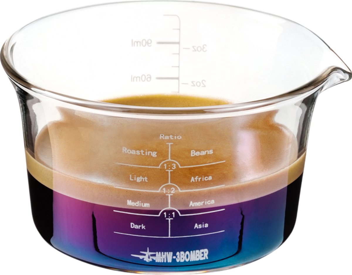 MHW-3BOMBER glazen maatbeker - 120ml - enkele tuit - multicolor - borosilicaatglas