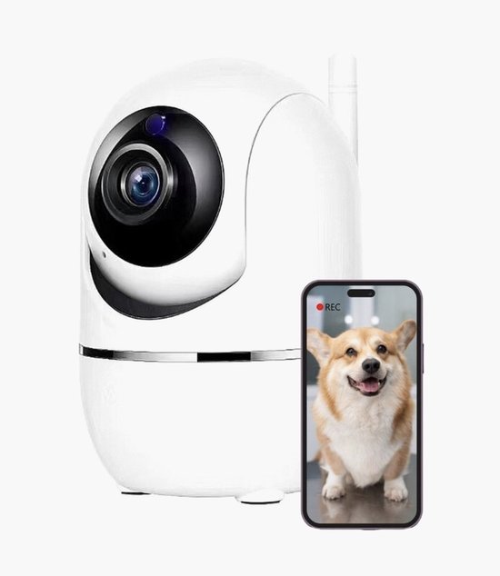 Foto: Petcam huisdiercamera hondencamera met app bewakingscamera voor binnen babyfoon met camera indoor camera wifi hd voor alle huisdieren wit 32gb 