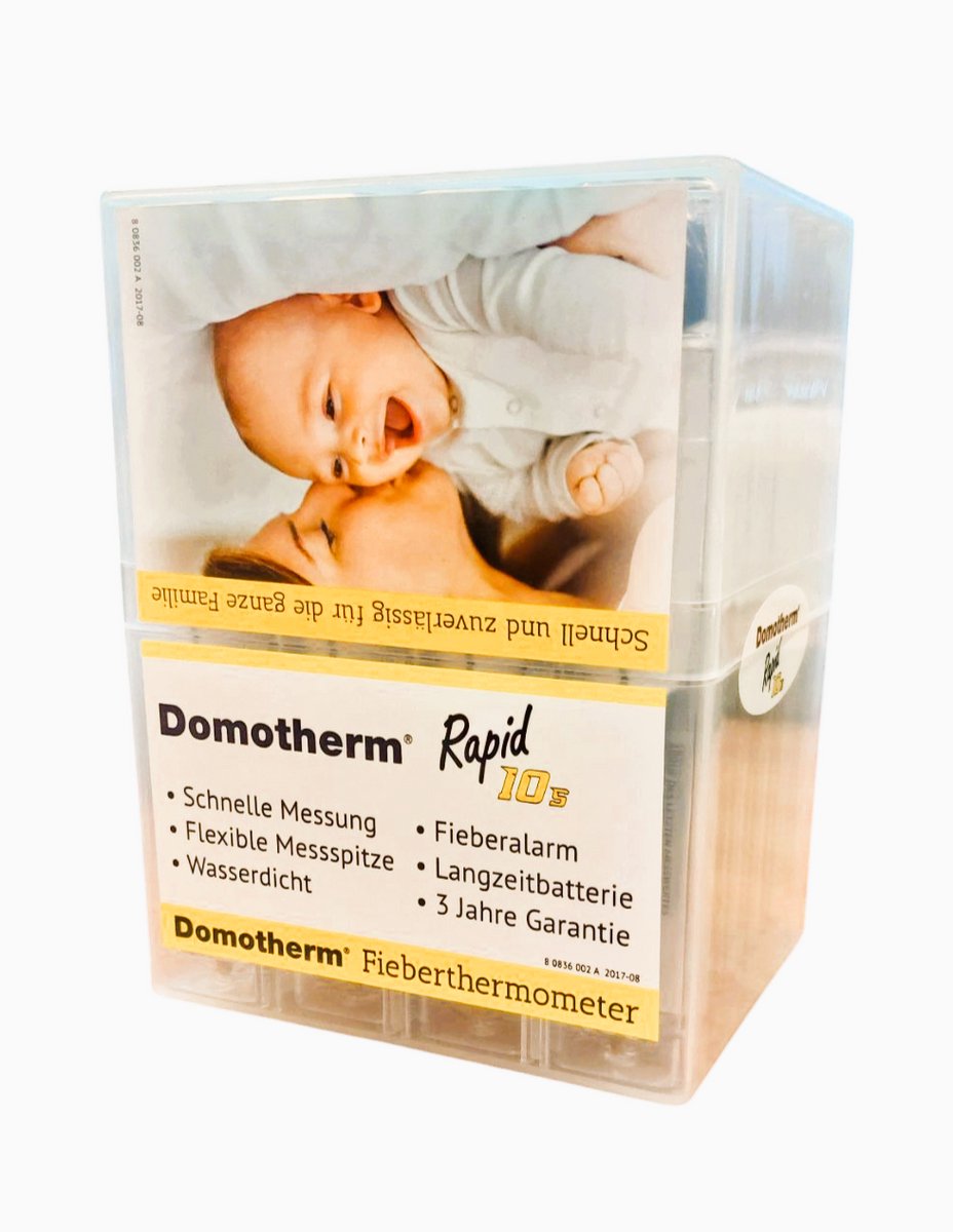 Domotherm - Rapid thermometer - Digitaal - Per doos van 20 - Meetduur: 10 sec - Flexibele punt - LCD display - auto-off functie - Meetbereik: 34-43 °C - Blauw - Wit
