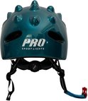 Groene kinderhelm met 'PRO SPORT LIGHTS' logo.