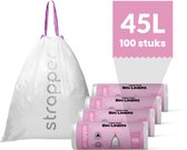 Strapper 100 Afvalzakken Roze - Geschikt voor simplehuman code M - 45 liter
