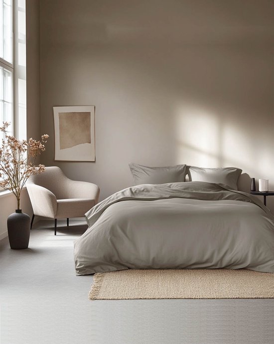 HOOMstyle Dekbedovertrek met kussenslopen - luxe micro Percale - dekbedovertrek - 240x220cm - Lits-Jumeaux - Taupe van Merkloos — afbeelding 3