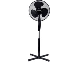 Staande Ventilator – 16 inch – 3 Snelheden – Oscillatiefunctie – Verstelbare Hoogte – Stil (≤65 dB) – 40-55W – Metalen Rooster – Zwart
