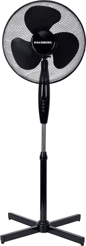HAUSBERG - Statiefventilator – 16 inch – 3 Snelheden – Staande Ventilator – Verstelbare Hoogte – 65 dB – 40-55W –