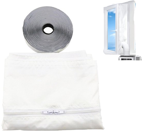 Mobiele airco raamafdichting 500 cm | waterdicht, UV-bestendig, met dubbele rits, voor draagbare airconditioner en droger
