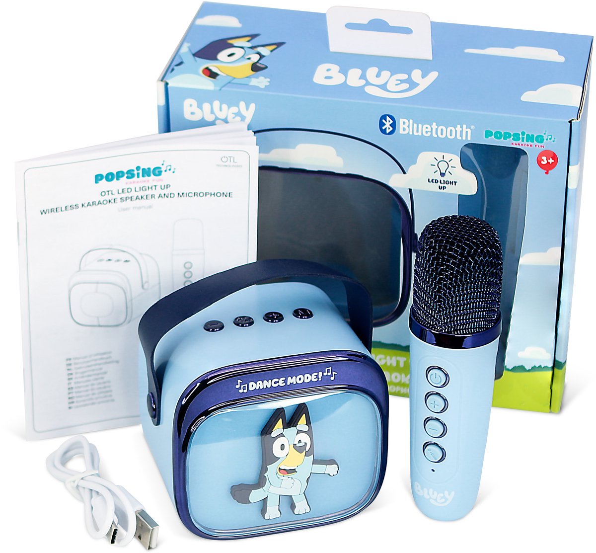 Bluey - karaoke set voor kinderen - draadloze microfoon en speaker - met lichteffecten en stemeffecten — afbeelding 14