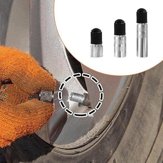 Ventielverlenging, bandenventielverlengingsadapter, 180 mm, flexibel bandenventiel, 2 stuks ventielverlenging met 2 ventieldoppen voor auto, motorfiets, fiets
