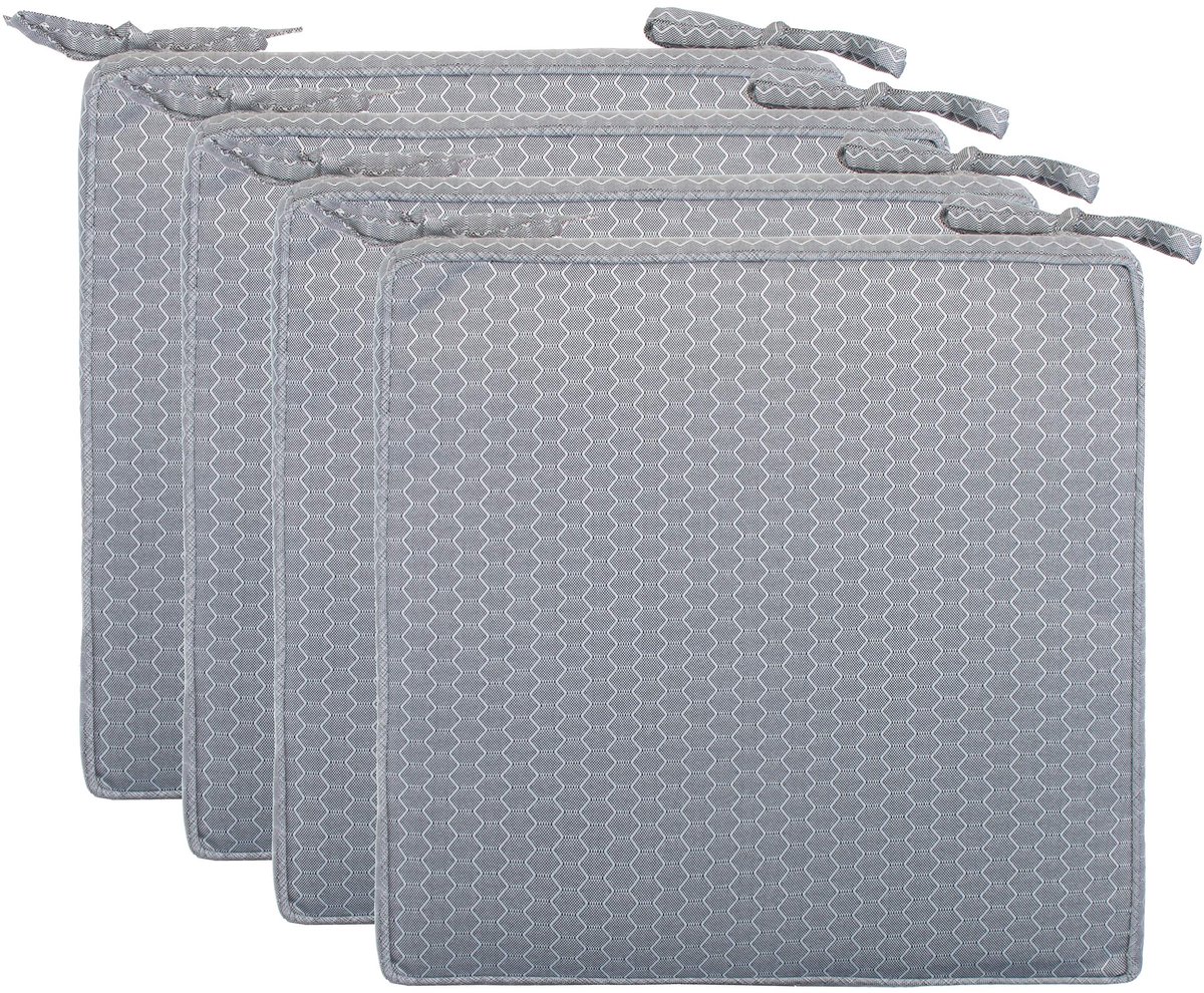 Ibenzoa® Set van 4 stijlvolle water- en vuilafstotende zitkussens met bindbanden voor binnen en buiten