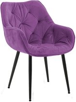 CLP Tanna Eetkamerstoel - Met armleuning - Velvet - Fluweel/purper