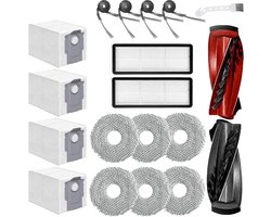 JGS Premium - Vervangende onderdelen Roborock Qrevo Curv/P20 Pro Stofzuiger - Hoofdborstel, Zijborstel, HEPA-filter, Mop Pad, Stofzak, Reinigingsborstel - 19 stuks