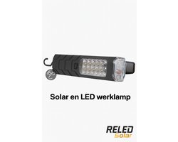 RELED Solar & LED Werklamp – 18+5 LED’s – Oplaadbaar via zonnepaneel, netstroom & autoplug – RESOLAR812461