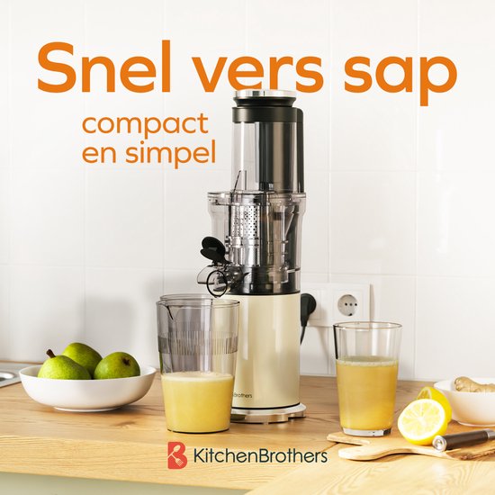 KitchenBrothers Slowjuicer - Verticaal - Juicer - Groenten en Fruitpers - 80 mm - 750 ml - Champagne van KitchenBrothers — afbeelding 2