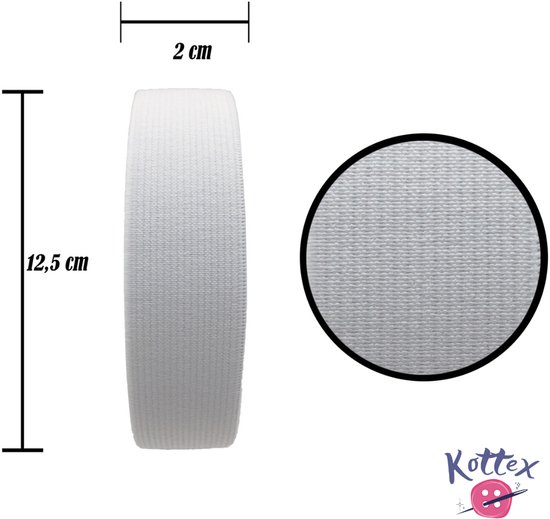 Geweven Elastiek - 20 mm - Plat Geweven - 10 meter - Wit - Naai elastiek - Hobby - Knutselen van Merkloos — afbeelding 3