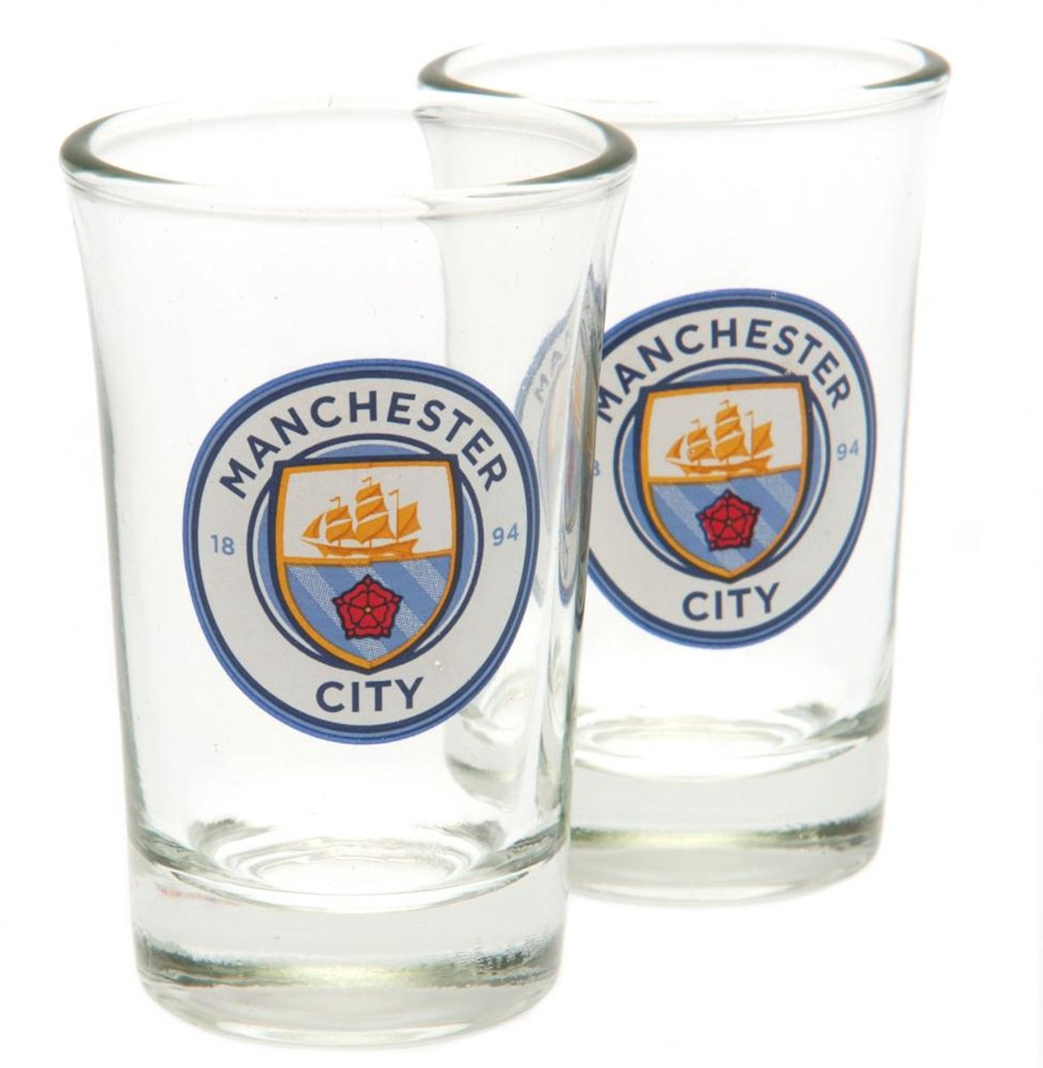 Set shotjes glazen 2 stuks Manchester City FC 'official item'