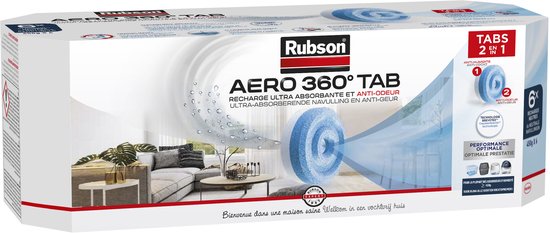 Rubson AERO 360 Navullingen Neutral 6 Stuks | Vochtopnemer & Luchtontvochtiger Navulling | Vochtopnemer Navul Tabs | Kamer Ontvochtiger & Vochtopnemer Tabs | Badkamer & Luchtontvochter.