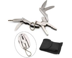 Cheaperito 5 in 1 Multitool Sleutelhanger - RVS - survival tool - met opbergzak