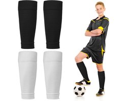 Allecto Premium - Kinder Voetbalsokken 2 Paar | Ademend en Elastisch | Kinderbeenwarmers | Voetbalsokmouwen | Steunen voor Voetbal en Hardlopen | Beginner | Blauw