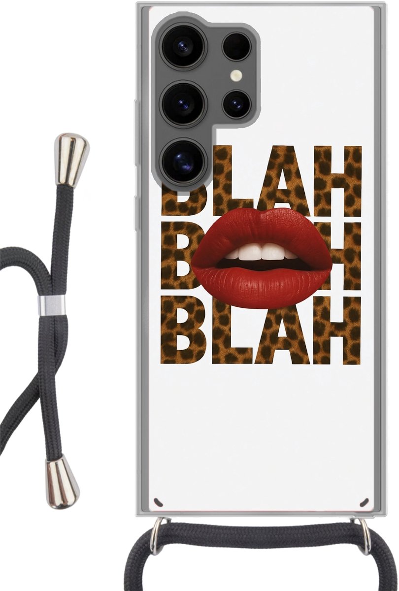 Telefoonhoesje Geschikt voor Samsung Galaxy S24 Ultra - Lip - Rood - Quote - Siliconen - Crossbody - Backcover met Koord - Telefoonhoesje met koord - Hoesje met touw Telefoonhoesje