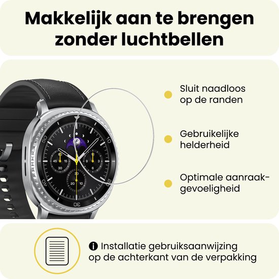 Screenprotector - 3 Stuks - Geschikt voor Samsung Galaxy Watch 8 Classic (46 mm) - Sterk & Shockproof - Tempered Glass - Beschermglas Screen Cover - Gehard Glas - Bescherm Protector voor Smartwatch