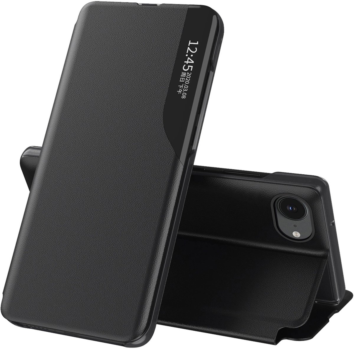 Hurtel Eco Lederen View Hoesje Voor Iphone 16E Cover Met Beschermende Flap