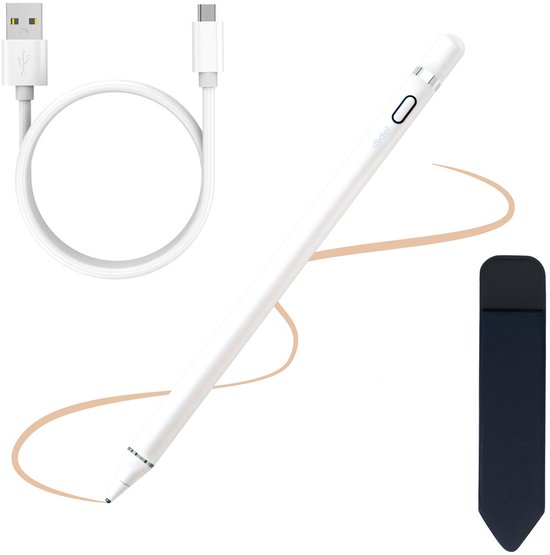 ADEL Stylus Pen Universeel met Perfecte Precisie voor Tablet en Smartphone - Oplaadbare Styluspen - Touchscreen Styluspennen - Getest en Geschikt voor o.a. iPad, iPhone, Samsung, LG, Google Pixel en Xiaomi - Wit
