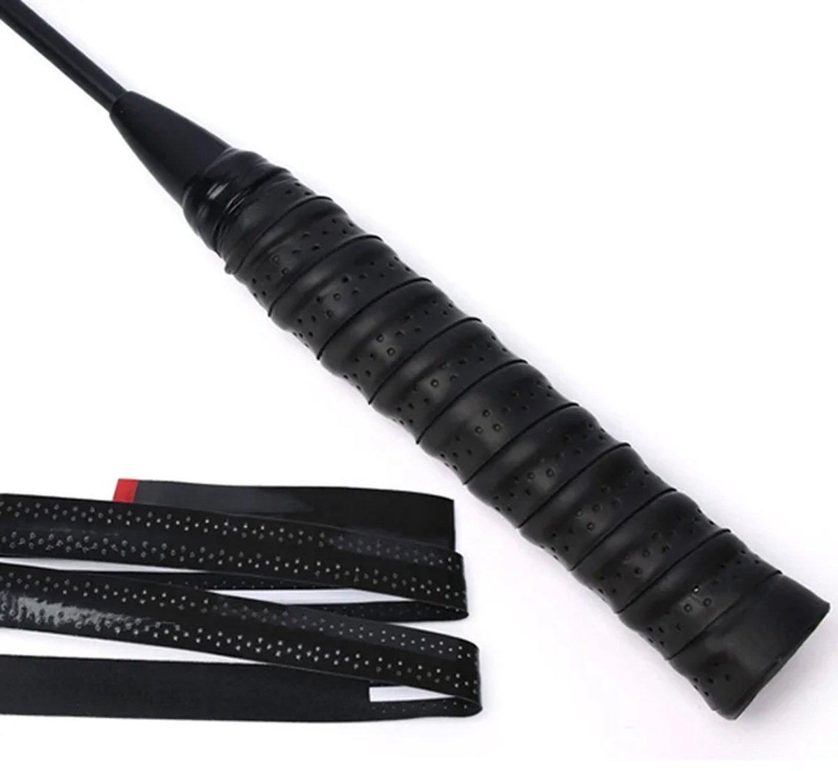 JustValue Tennisracket Grip Tape - 2.5 x 110 CM - Bandage voor Badminton Racket - Anti Slip - Zwart