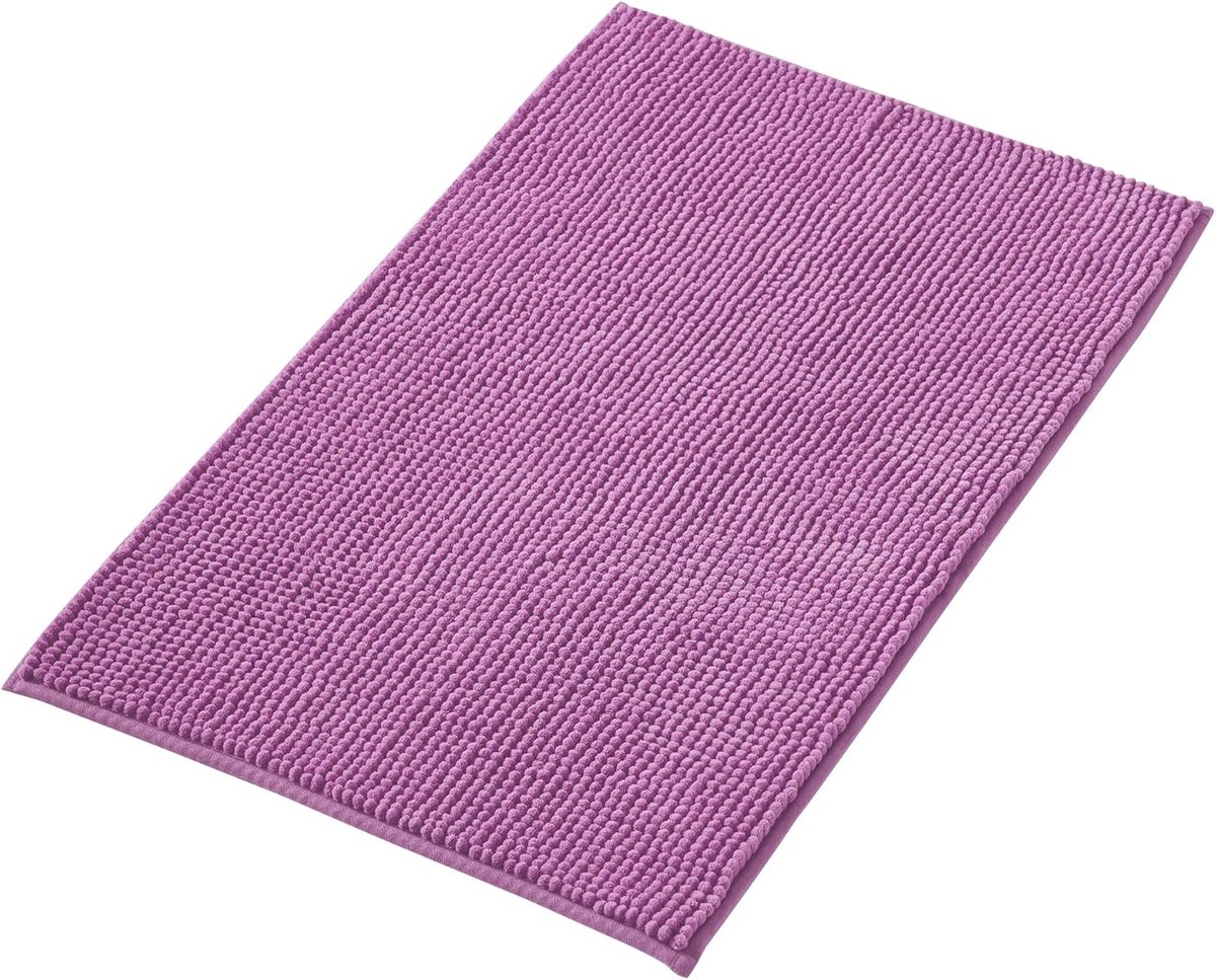 Famanu - Badmat Anti-Slip av soft Chenille | Super absorberend en machinewasbaar | Te combineren als badmat set | Voor de badkamer, douche, bad of als WC mat | Paars – 40x60 cm