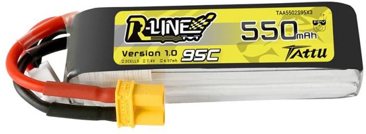 Tattu LiPo accupack 7.4 V 550 mAh Aantal cellen: 2 95 C Softcase