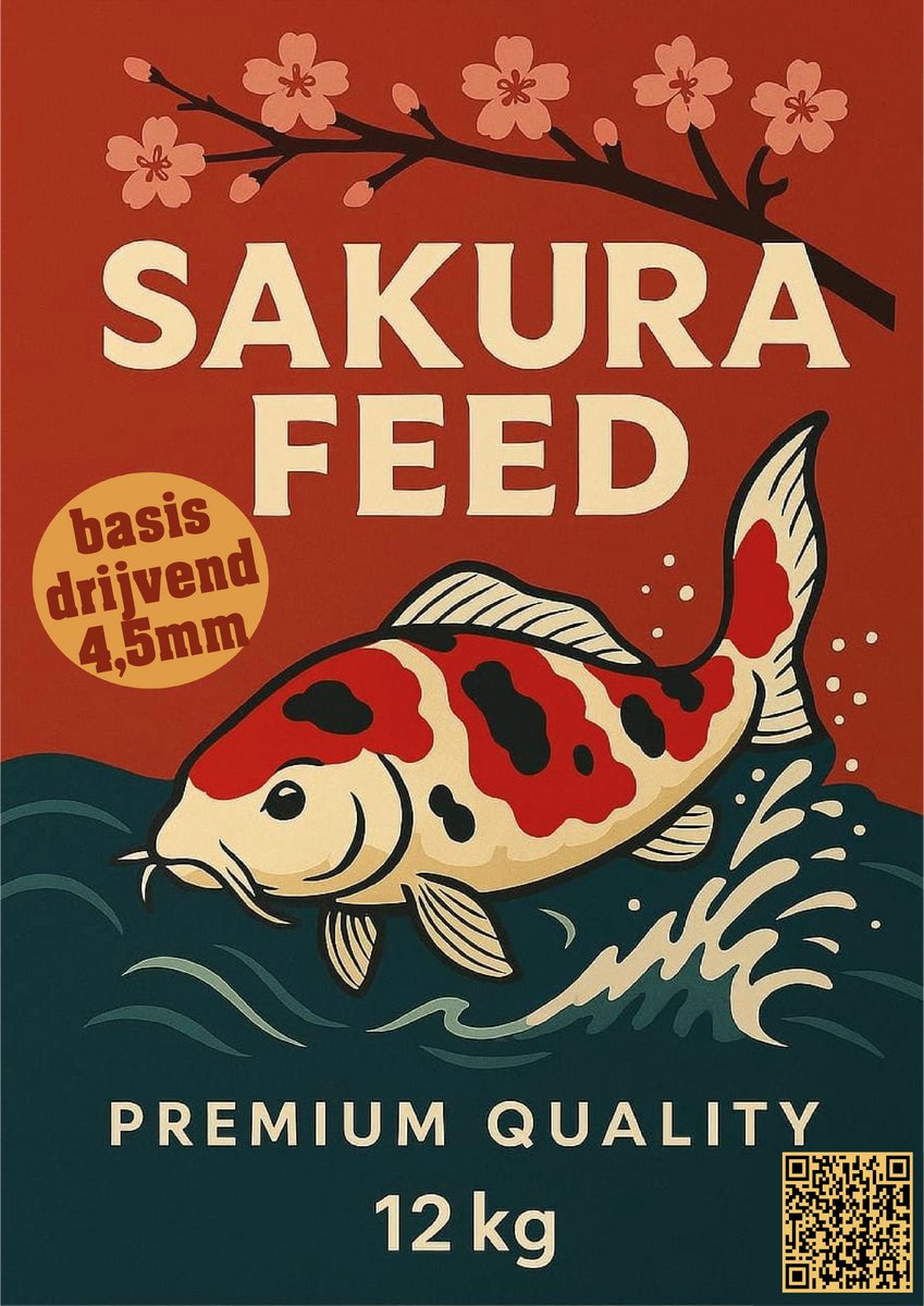 Sakura Koi basis voer drijvend 4,5mm. 12kg.