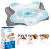 Maqi Living® Hoofdkussen Memory Foam voor Nekklachten – Orthopedisch & Ergonomisch kussen - Geschikt voor rug-, zij- en buikslapers - Traagschuim - Grijs/wit
