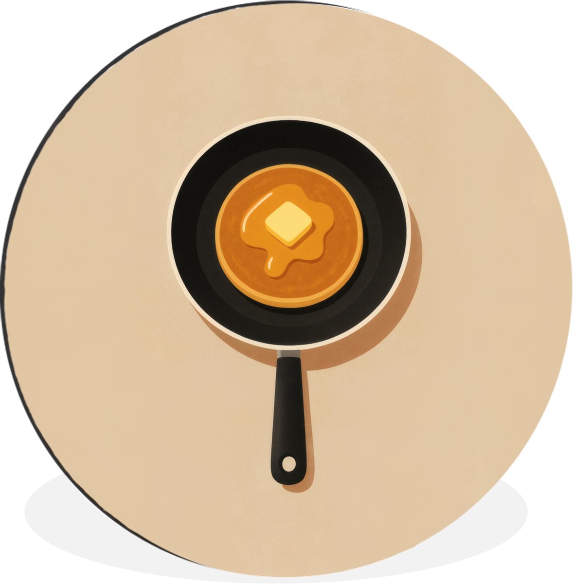 WallCircle - Wandcirkel - Muurcirkel - Pannenkoek - Koekenpan - Boter - Minimalistisch - A