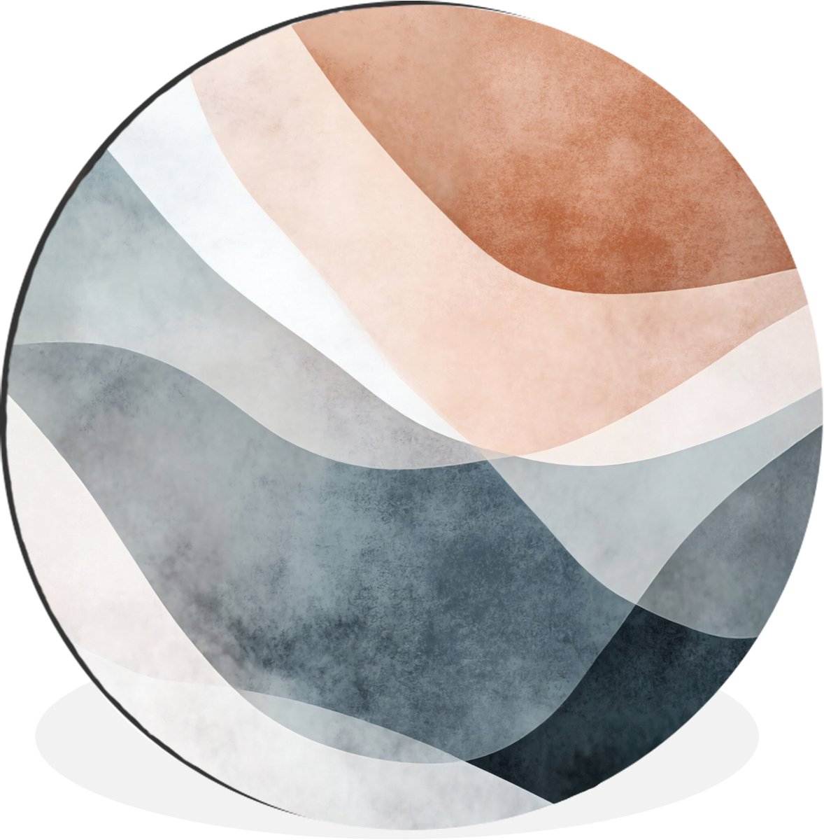 WallCircle Wandcirkel - Muurcirkel - Abstract - Golven - Blauw - Aluminium - Dibond - 140x140 cm - Binnen en Buiten