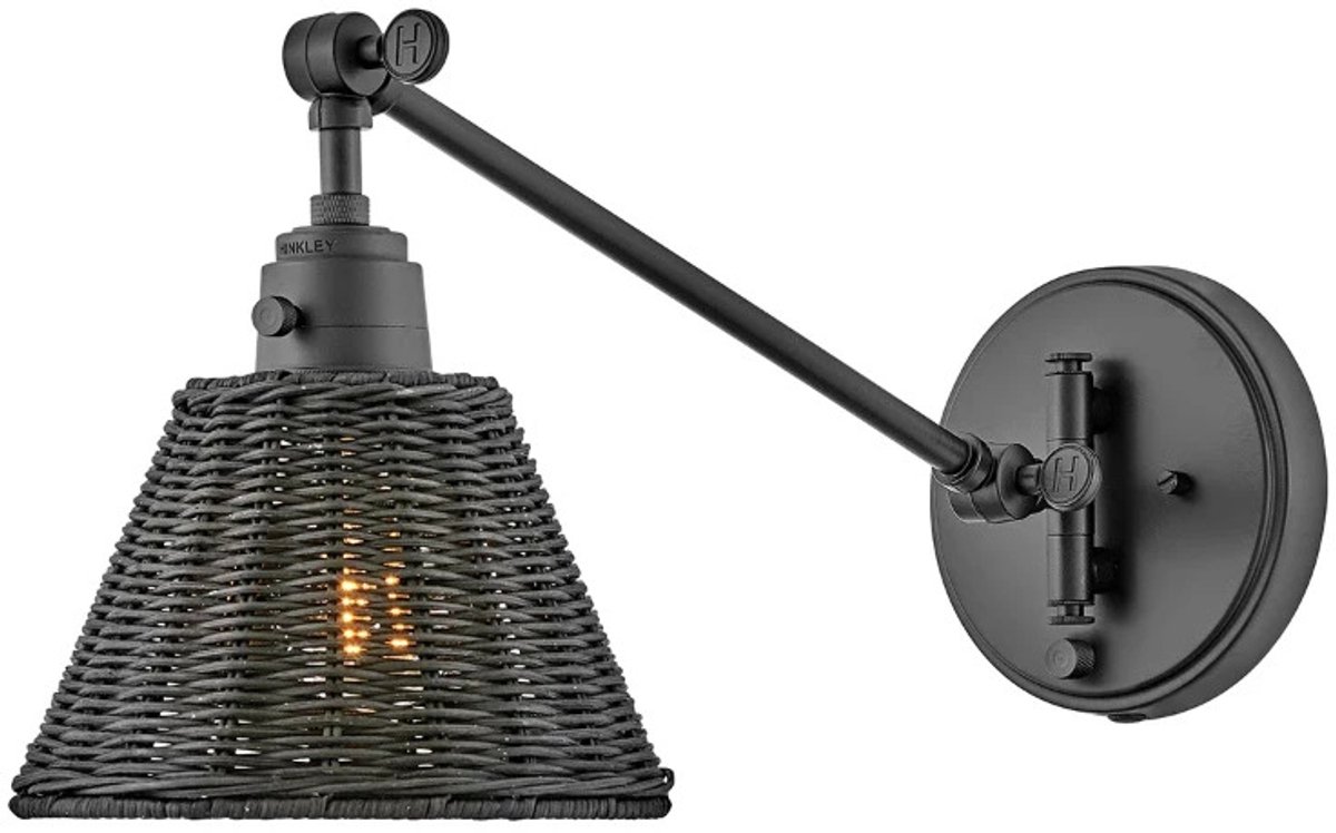 Hinkley LED Wandlamp Arti | 1X E27 Max 60W | Black, Black Rattan Shade